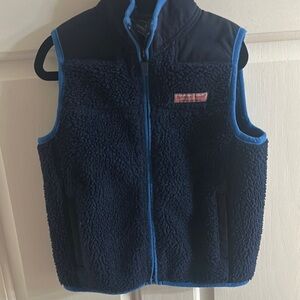 Navy Vineyard Vines Fleece Vest with Blue Trim